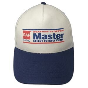 GAF 5 Panel Beige One Size Hat Snapback Weather Stopper Master Distributor Logo